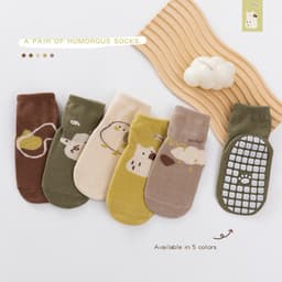 Tổng hợp tất mùa lạnh trẻ em -  Set 5 Tất Vớ Cổ Cao Hình Thú Đế Cao Su Chống Trượt Cho Bé 0-2 tuổi 3
