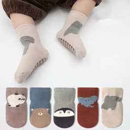 Tổng hợp tất mùa lạnh trẻ em -  Set 5 Tất Vớ Cổ Cao Hình Thú Đế Cao Su Chống Trượt Cho Bé 0-2 tuổi 5