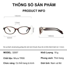 Gọng kính cận thời trang nam nữ NARO EYEWEAR  dáng oval dẹp chống tia UV chất liệu nhựa dẻo - 32007 9