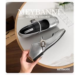 Giày Búp Bê MEYBANNNI Mũi Vuông Quai Ngang Phối Khóa Độn Đế Trong (3cm) Cao 4.5cm - C135 4