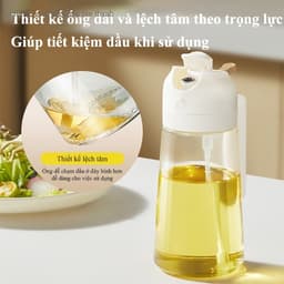 Bình thủy tinh xịt dầu ăn VINBEO Bình xịt dầu ăn phun sương phun đổ 2 chế độ tản dầu đồng đều chống bám dầu 6