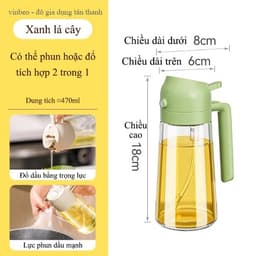 Bình thủy tinh xịt dầu ăn VINBEO Bình xịt dầu ăn phun sương phun đổ 2 chế độ tản dầu đồng đều chống bám dầu 4