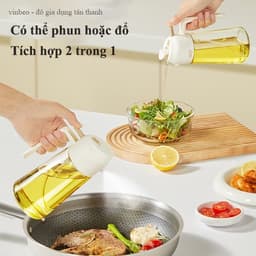 Bình thủy tinh xịt dầu ăn VINBEO Bình xịt dầu ăn phun sương phun đổ 2 chế độ tản dầu đồng đều chống bám dầu 8