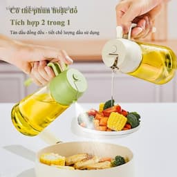 Bình thủy tinh xịt dầu ăn VINBEO Bình xịt dầu ăn phun sương phun đổ 2 chế độ tản dầu đồng đều chống bám dầu 3