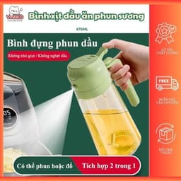 Bình thủy tinh xịt dầu ăn VINBEO Bình xịt dầu ăn phun sương phun đổ 2 chế độ tản dầu đồng đều chống bám dầu 1