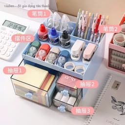 Hộp Đựng Bút , Đồ Trang Điểm Nhiều Ngăn , Có Ngăn Kéo , Trang Trí Để Bàn , Rất Tiện Lợi -VINBEO 4