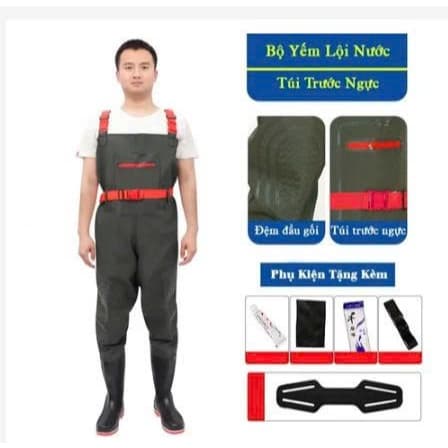 Bộ Yếm Lội Nước Loại Dày, Cao Cấp Phong Cách Cá Tính, Lịch Lãm Có Túi Đựng Đồ