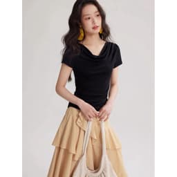 𝑨𝒏𝒏 𝑺𝒕𝒖𝒅𝒊𝒐 [𝑻𝒉𝒆𝑴𝒂𝒚 x 𝐖𝐆𝐖𝐄] Áo Thun Cổ Đổ Nữ Tay Ngắn WG.WE 8835, Áo Thun Trễ Vai Trơn Basic Coton Mềm Co Giãn 9