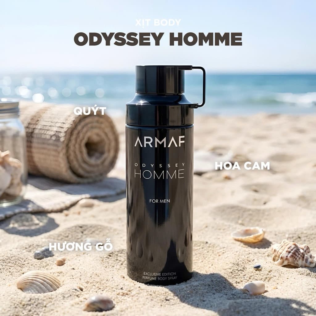Xịt thơm toàn thân hương nước hoa nam Armaf Odyssey Homme For Men Exclusive Edition Perfume Body Spray 200ml