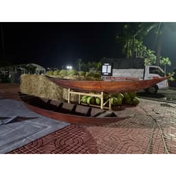 Thuyền gỗ cây sao tự nhiên, trang trí trưng bày 1