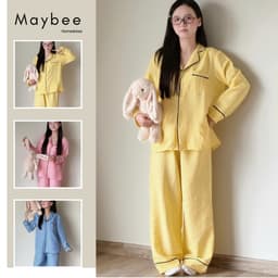 MB-SET-013 Maybee.Homedress Bộ Ngủ Kẻ Sọc Dài Tay Viền Đen – Chất Vải Mềm Mịn, Thanh Lịch, Thoải Mái 1