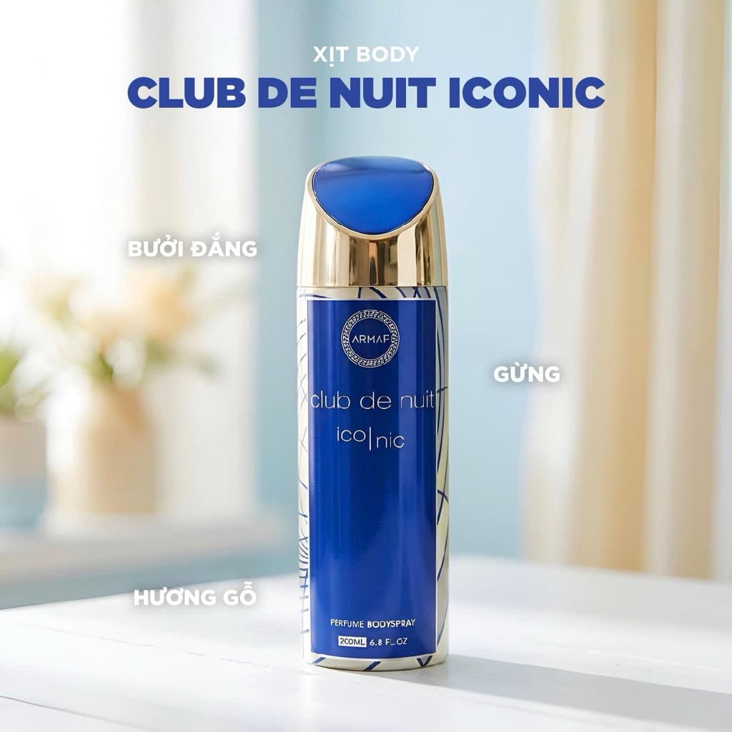 Xịt thơm toàn thân Armaf Club De Nuit Iconic Body Spray 200ml Chính hãng