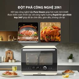 Lò nướng hấp đối lưu đa năng QCOOKO 22L chuyên chiên, nướng, hấp, cài đặt sẵn chương trình 80 món 3