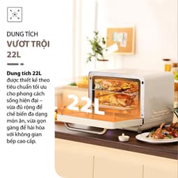 Lò nướng hấp đối lưu đa năng QCOOKO 22L chuyên chiên, nướng, hấp, cài đặt sẵn chương trình 80 món 6