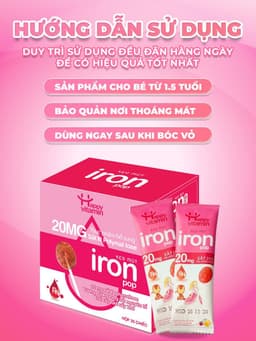 Kẹo mút bổ sung Sắt Happy Vitamin - Hỗ trợ đề kháng khỏe, phát triển toàn diện cho trẻ Hộp 25 Que 11