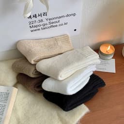 [Peinn] Set 10 Đôi Tất Vớ Nữ Cao Cổ Dập Nổi Hình Thoi Len Lông Ấm Áp 3