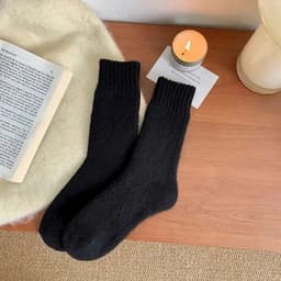 [Peinn] Set 10 Đôi Tất Vớ Nữ Cao Cổ Dập Nổi Hình Thoi Len Lông Ấm Áp 5