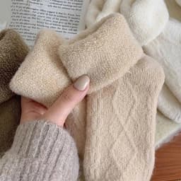 [Peinn] Set 10 Đôi Tất Vớ Nữ Cao Cổ Dập Nổi Hình Thoi Len Lông Ấm Áp 4