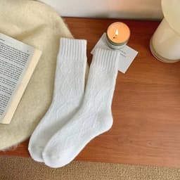 [Peinn] Set 10 Đôi Tất Vớ Nữ Cao Cổ Dập Nổi Hình Thoi Len Lông Ấm Áp 2