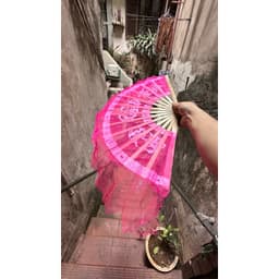 (ảnh thật, có video) 1 chiếc quạt múa nan tre bằng voan mỏng hàng to cao cấp đủ màu 3