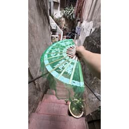 (ảnh thật, có video) 1 chiếc quạt múa nan tre bằng voan mỏng hàng to cao cấp đủ màu 4