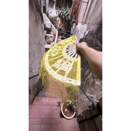 (ảnh thật, có video) 1 chiếc quạt múa nan tre bằng voan mỏng hàng to cao cấp đủ màu 5