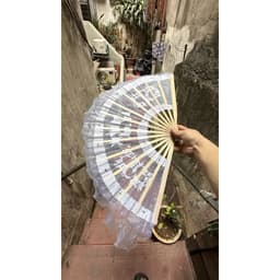 (ảnh thật, có video) 1 chiếc quạt múa nan tre bằng voan mỏng hàng to cao cấp đủ màu 7