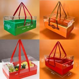 Hộp đựng quà tặng, giỏ quà tết, Nắp đậy mica siêu đẹp, tiện lợi 1