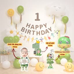 Set bóng Hàn Quốc trang trí sinh nhật thôi nôi trọn bộ kèm chibi nhỏ/ chibi đặt sàn 3