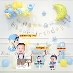 Set bóng Hàn Quốc trang trí sinh nhật thôi nôi trọn bộ kèm chibi nhỏ/ chibi đặt sàn 7