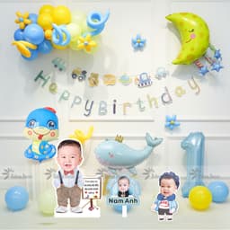 Set bóng Hàn Quốc trang trí sinh nhật thôi nôi trọn bộ kèm chibi nhỏ/ chibi đặt sàn 6