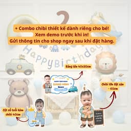 Set bóng Hàn Quốc trang trí sinh nhật thôi nôi trọn bộ kèm chibi nhỏ/ chibi đặt sàn 9