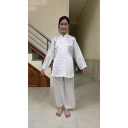 freesip 1 bộ áo lót trắng hầu đồng, bộ quần áo dâng cô võ thị sáu bằng vải lụa cao cấp 1