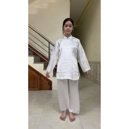 freesip 1 bộ áo lót trắng hầu đồng, bộ quần áo dâng cô võ thị sáu bằng vải lụa cao cấp 2