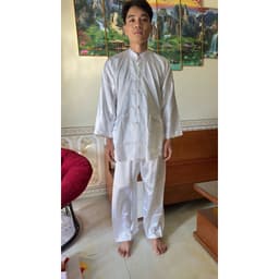 freesip 1 bộ áo lót trắng hầu đồng, bộ quần áo dâng cô võ thị sáu bằng vải lụa cao cấp 7