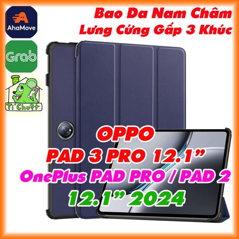 Bao Da MTB OPPO PAD 3 PRO - OnePlus PAD PRO/ PAD 2 12.1" 2024 Gấp 3 Khúc Lưng Cứng Có Nam Châm