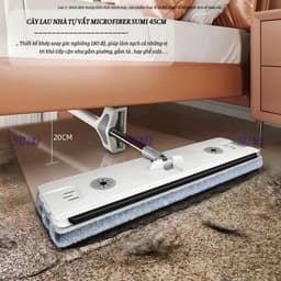 Cây Lau Nhà Tự Vắt SUMI 45cm, Chổi Lau Nhà Thông Minh Microfiber Bàn Lau Lớn, Bông Lau Thấm Hút 7