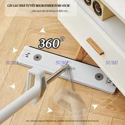 Cây Lau Nhà Tự Vắt SUMI 45cm, Chổi Lau Nhà Thông Minh Microfiber Bàn Lau Lớn, Bông Lau Thấm Hút 6