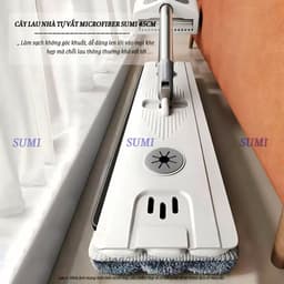 Cây Lau Nhà Tự Vắt SUMI 45cm, Chổi Lau Nhà Thông Minh Microfiber Bàn Lau Lớn, Bông Lau Thấm Hút 4