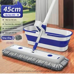 Bộ Cây Lau Nhà San Hô Tự Vắt SUMI 45cm, Cây Lau Nhà Đa Năng Xoay 360 Độ Tiện Dụng, Tặng Kèm Bông Lau 1
