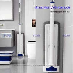 Bộ Cây Lau Nhà San Hô Tự Vắt SUMI 45cm, Cây Lau Nhà Đa Năng Xoay 360 Độ Tiện Dụng, Tặng Kèm Bông Lau 6