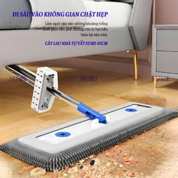 Bộ Cây Lau Nhà San Hô Tự Vắt SUMI 45cm, Cây Lau Nhà Đa Năng Xoay 360 Độ Tiện Dụng, Tặng Kèm Bông Lau 5