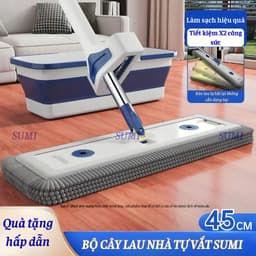 Bộ Cây Lau Nhà Tự Vắt Sumi 45cm Bông San Hô Siêu Thấm Hút, Cây Chổi Lau Nhà Đa Năng Thế Hệ Mới 2026 7