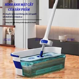 Bộ Cây Lau Nhà Tự Vắt SUMI 45cm Siêu Thấm Hút Thông Minh, Cây Lau Nhà Đa Năng 360 Độ Bông San Hô 3
