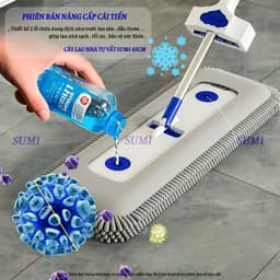 Bộ Cây Lau Nhà Tự Vắt Sumi 45cm Thế Hệ Mới, Chổi Lau Nhà Đa Năng Bông San Hô Tiện Dụng Siêu Thấm Hút 5