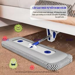 Bộ Cây Lau Nhà Tự Vắt Sumi 45cm Thế Hệ Mới, Chổi Lau Nhà Đa Năng Bông San Hô Tiện Dụng Siêu Thấm Hút 4