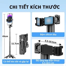 Gậy selfie mini cao cấp,tripod mini bốn chân bỏ túi, nhỏ gọn, xoay 360 độ có điều khiển từ xa 5