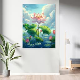 Thương hiệu mới Lotus Canvas Vẽ tranh tường, tranh tường, tranh trang trí nội thất, nhà thờ, thiền định, nhà hàng chay, 5