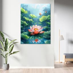 Thương hiệu mới Lotus Canvas Vẽ tranh tường, tranh tường, tranh trang trí nội thất, nhà thờ, thiền định, nhà hàng chay, 4