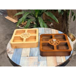 SALE Khay hũ đựng bánh kẹo mứt ngày tết bằng gỗ nâu óc chó đẹp đám cưới hot trend  vuông tròn bàn trà sang trọng GIÁ RẺ 4